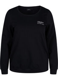 Bomulds sweatshirt med tekstprint, Black