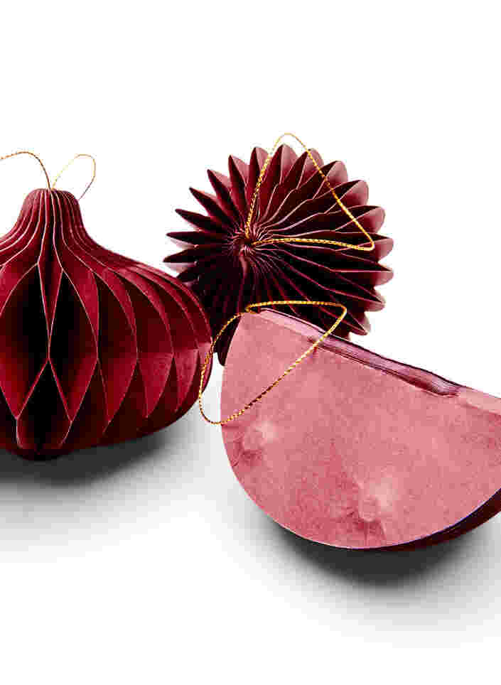 3-pak julepynt med magnetlukning, Wine Red, Packshot image number 2