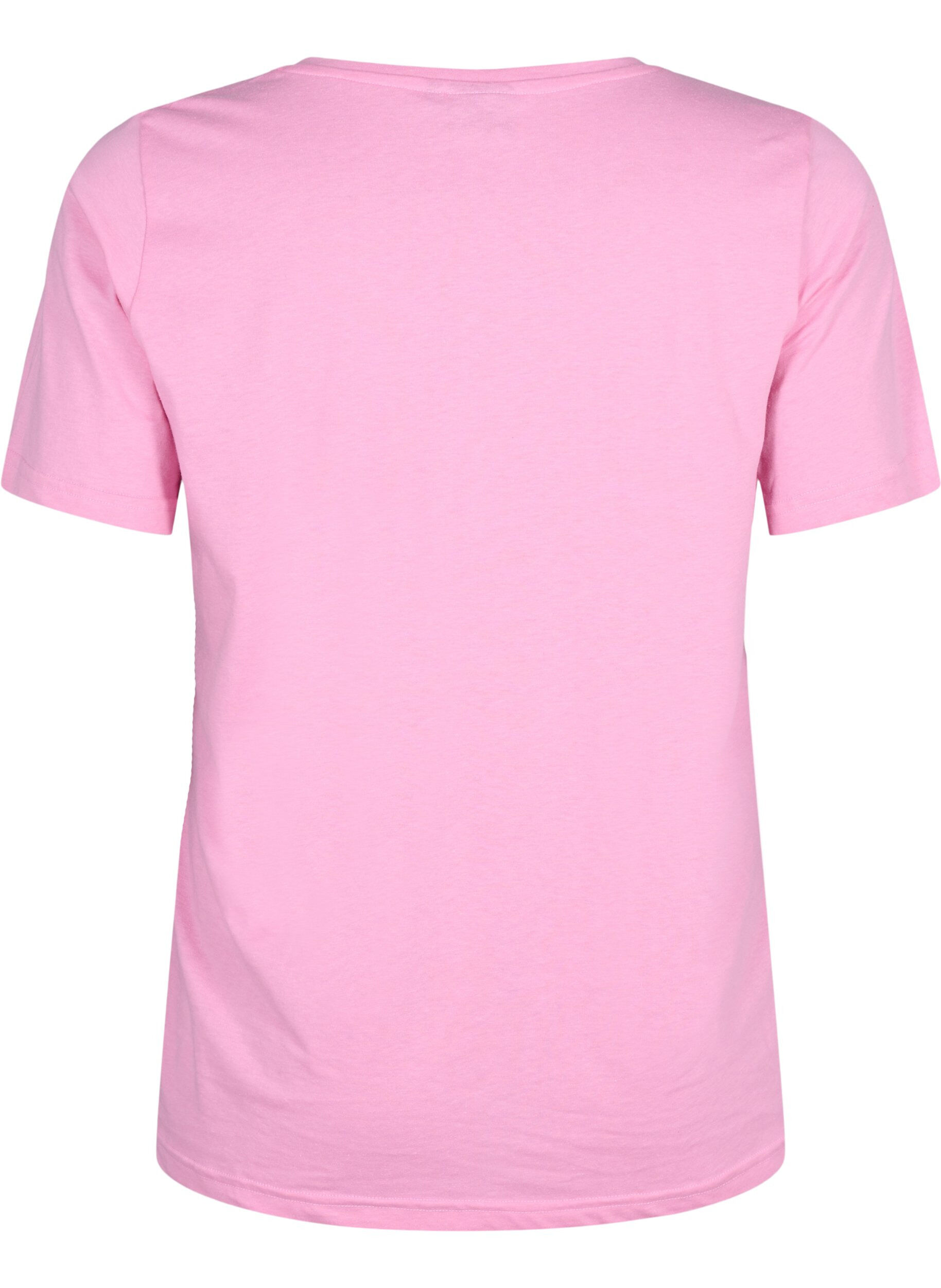 Zizzi FLASH - T-shirt med v-hals, Begonia Pink, Packshot image number 1