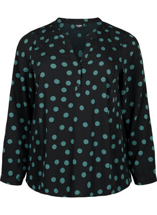 FLASH - Langærmet bluse med print, Dot, Packshot image number 0