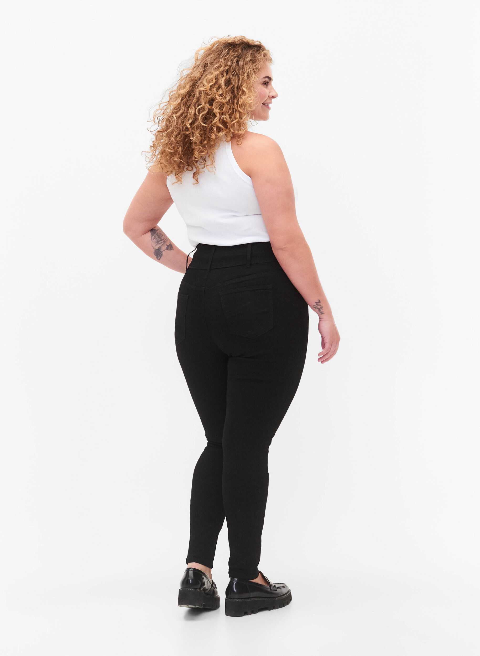Zizzi Super slim Bea jeans med ekstra h&oslash;j talje, Black, Model image number 1