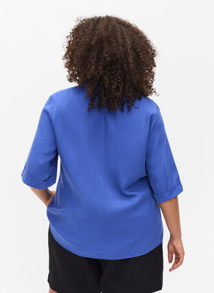 Kortærmet skjorte med brystlommer, Dazzling Blue, Model image number 1