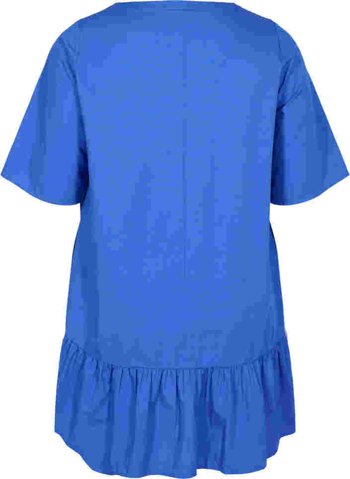Kortærmet bomulds tunika med a-shape, Dazzling Blue, Packshot image number 1