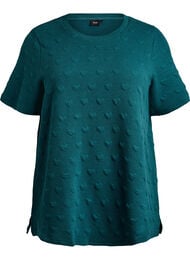 T-shirt i bomuldsjersey med pr&aelig;get struktur, Gr&oslash;n