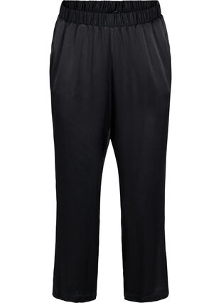 Løse bukser med lommer og elastikkant, Black, Packshot image number 0