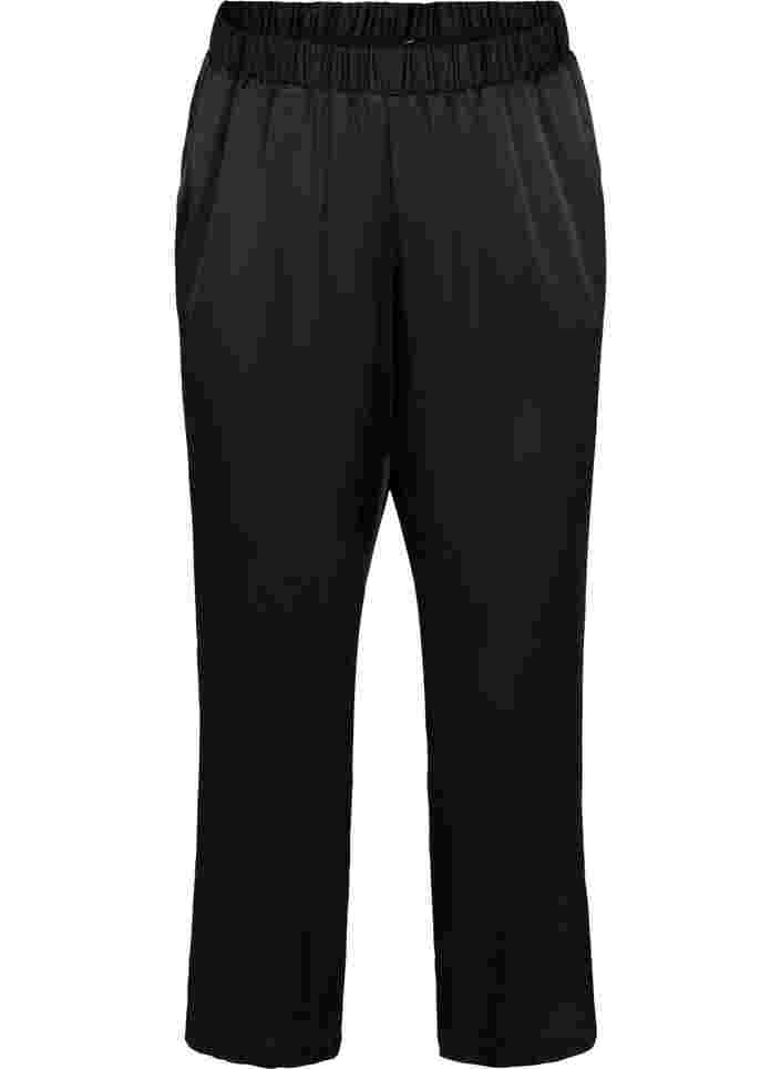 Løse bukser med lommer og elastikkant, Black, Packshot image number 0