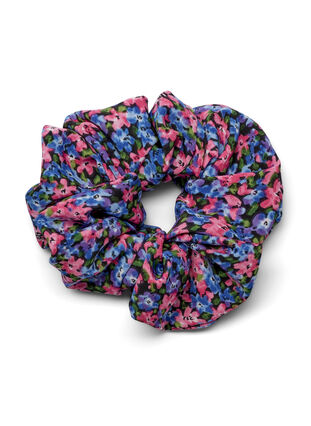 Blomstret scrunchie, Blue Pink Flower, Packshot image number 0