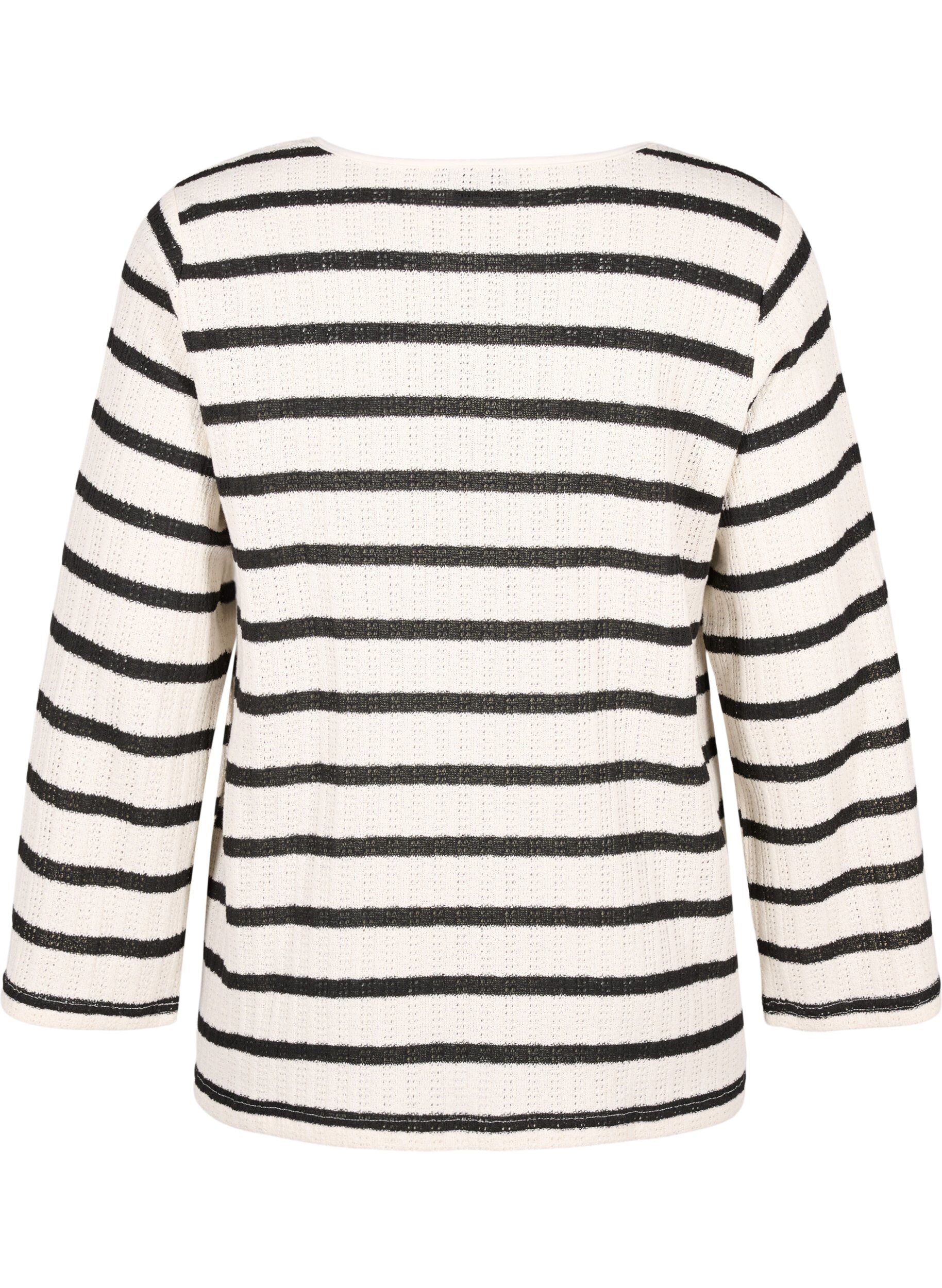 Zizzi Stribet cardigan med bindeb&aring;nd, Sand Black Stripe, Packshot image number 1