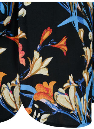 Printet kjole med snøre i taljen, Black Flower AOP, Packshot image number 4