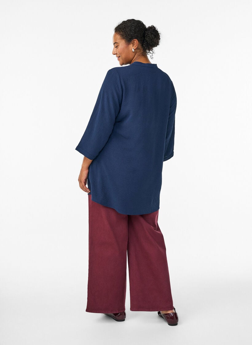 Tunika med 3/4 &aelig;rmer, Bl&aring;, Model image number 2