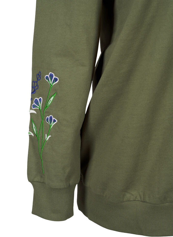 Sweatshirt med broderede blomster, D. L. Green W. emb., Packshot image number 3