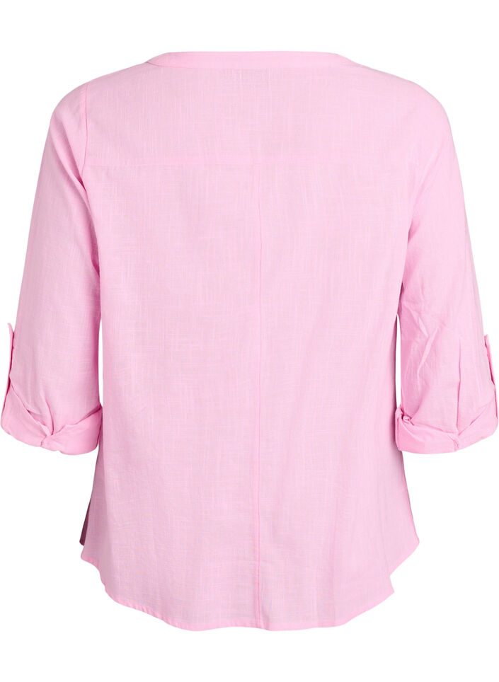 Skjortebluse i bomuld med V-udsk&aelig;ring, Lyser&oslash;d, Packshot image number 1