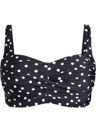 Bikini overdel med vattering og print, Sort