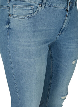 Ekstra slim Sanna jeans med slid detaljer, Light blue denim, Packshot image number 2