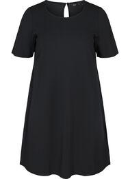 Kortærmet kjole med rund hals, Black