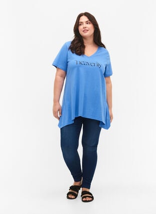 Bomulds t-shirt med korte ærmer, Ultramarine HEAVENLY, Model image number 2