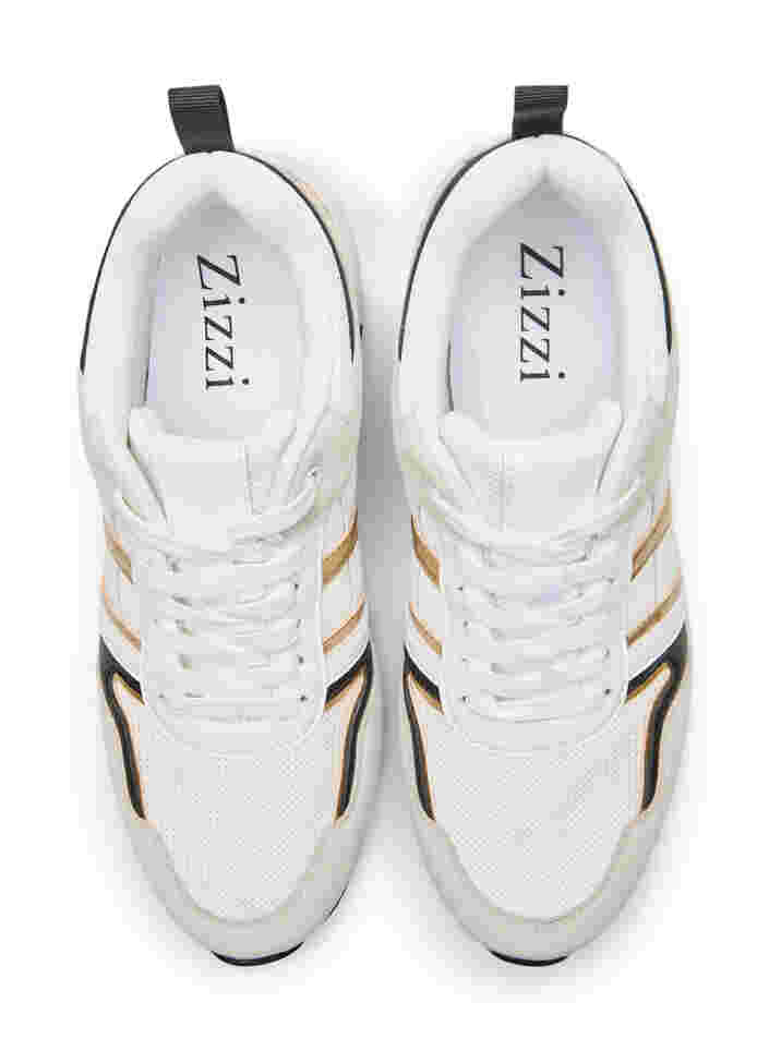 Wide fit sneakers, White/Gold, Packshot image number 1