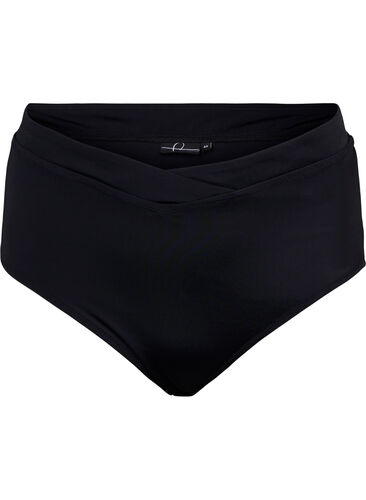 Ensfarvet bikini trusse med høj talje, Black, Packshot image number 0