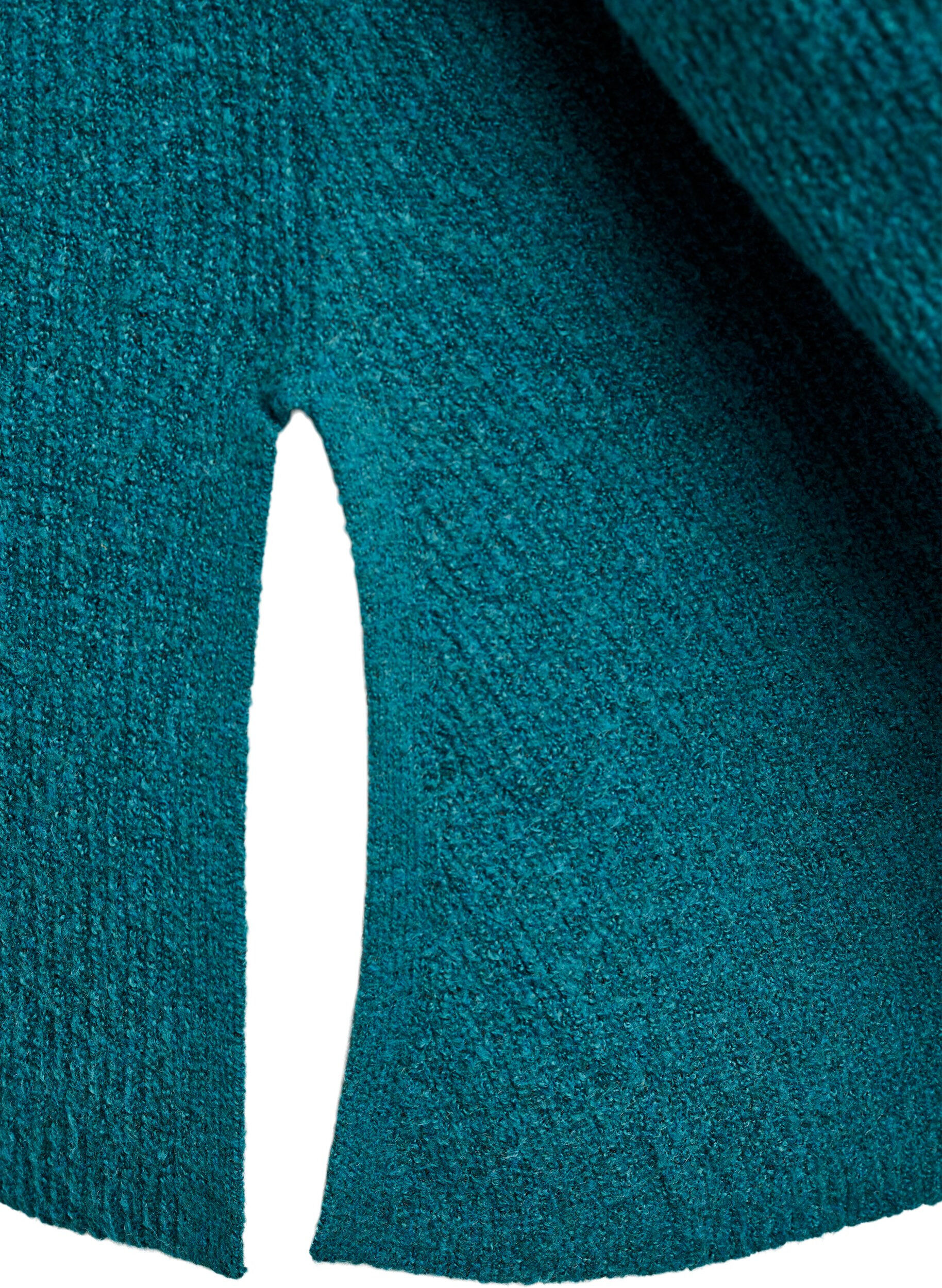 Zizzi Strikbluse med diagonalt m&oslash;nster og raglan&aelig;rmer, Gr&oslash;n, Packshot image number 3