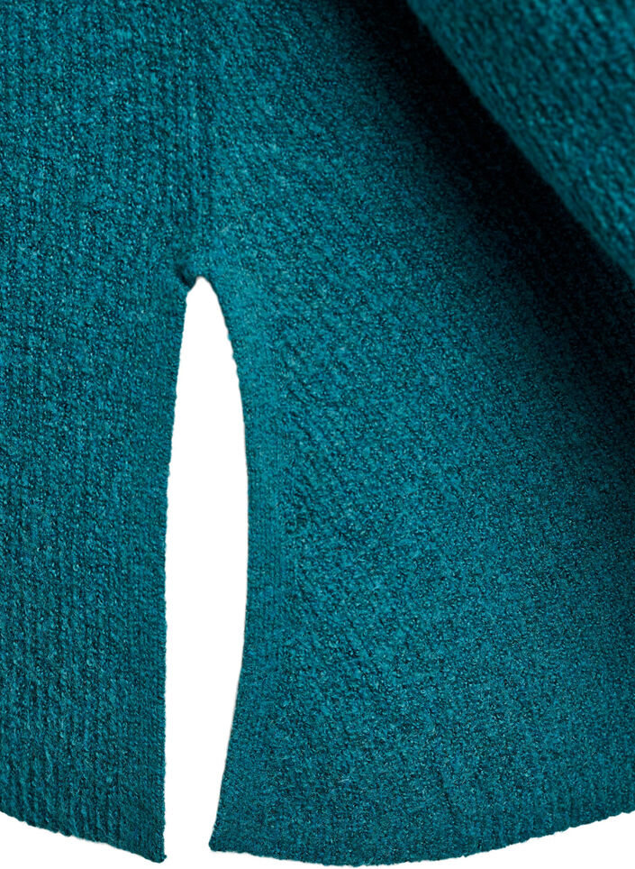 Strikbluse med diagonalt m&oslash;nster og raglan&aelig;rmer, Gr&oslash;n, Packshot image number 3