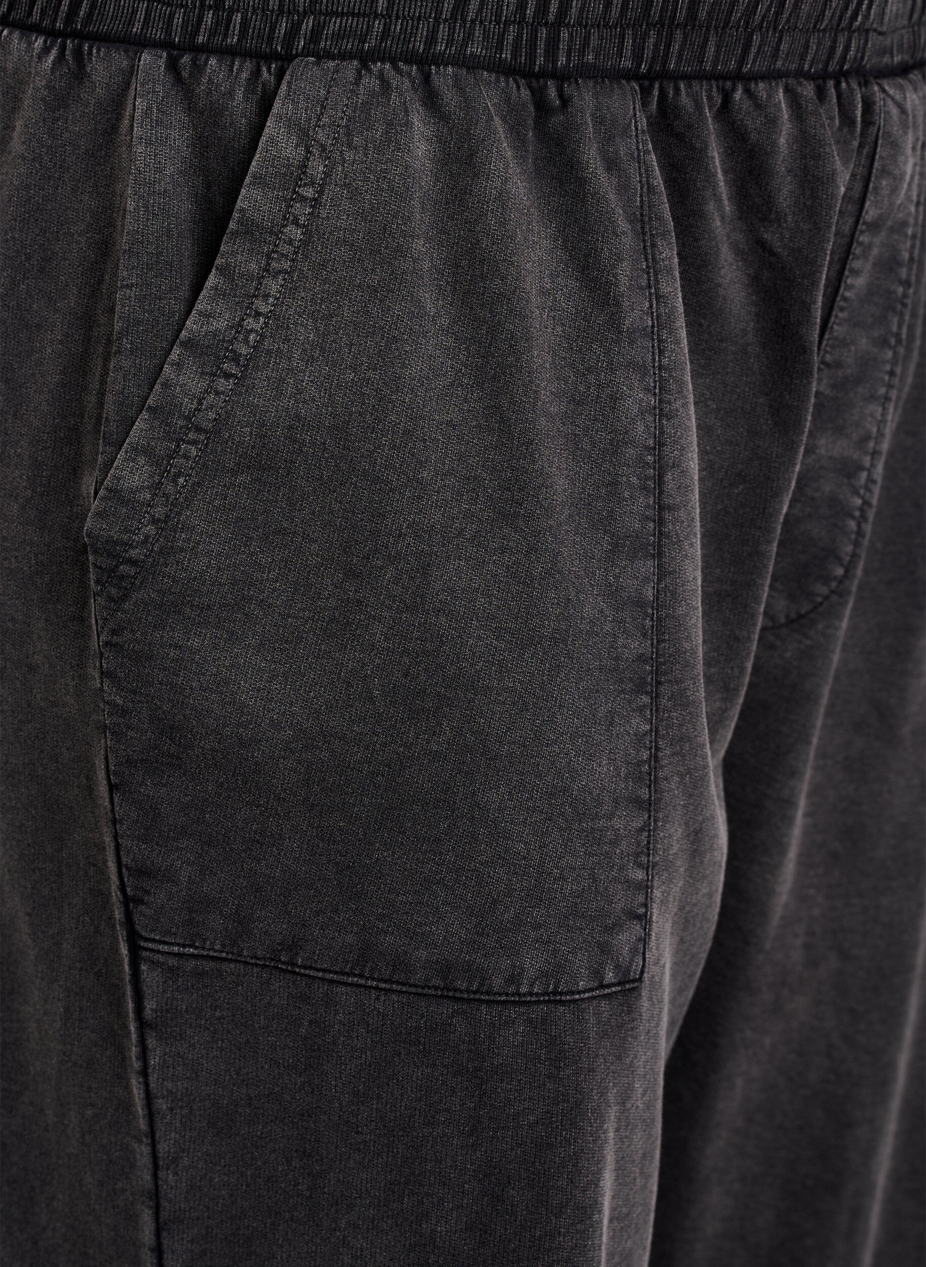 Zizzi Sweatpants med brede ben og washed effekt, Gr&aring;, Packshot image number 2