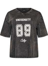 Oversize T-shirt i &oslash;kologisk bomuld med college print, Sort