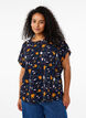 Kortærmet bluse med blomsterprint, Sky Captain Flower, Model image number 0