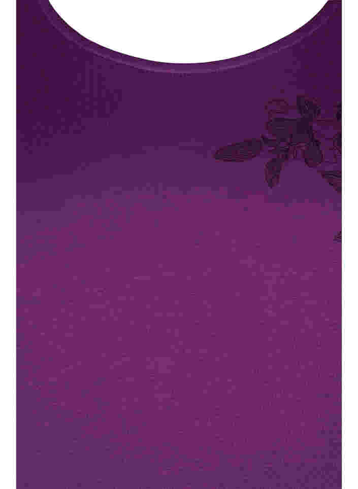 Kortærmet viskose t-shirt med blomsterprint, Grape Juice Flower, Packshot image number 2