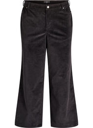 Fløjlsbukser med høj talje og vide ben, Sort