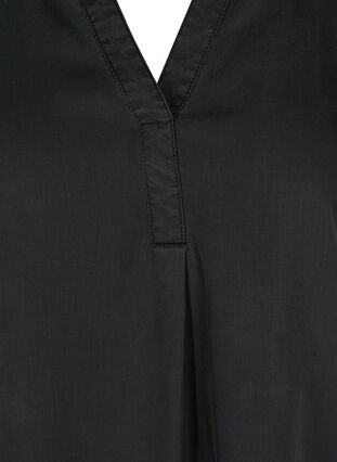 Kortærmet kjole med v-udskæring, Black, Packshot image number 2