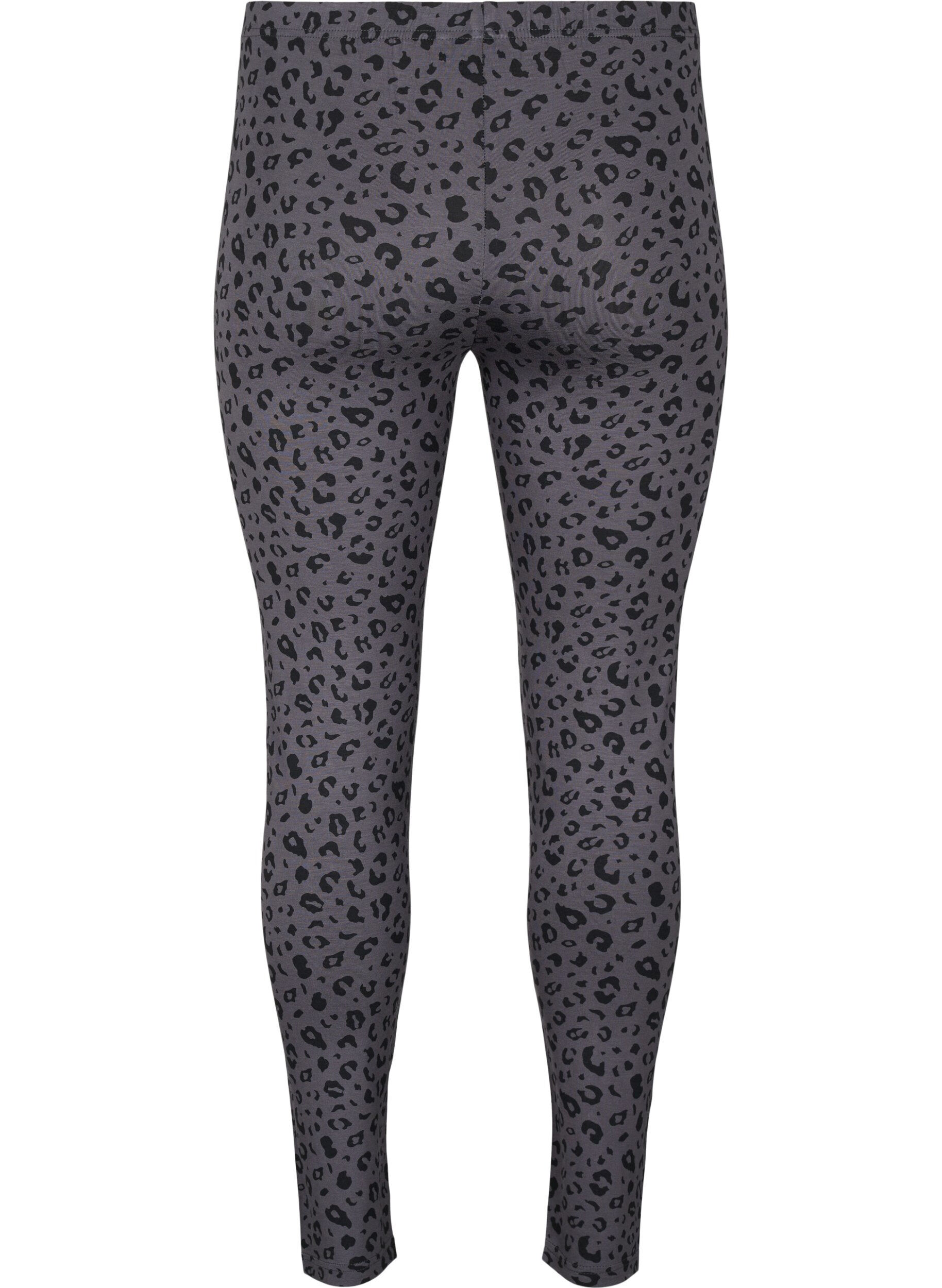 Zizzi Viskose leggings med leo print, Gr&aring;, Packshot image number 1