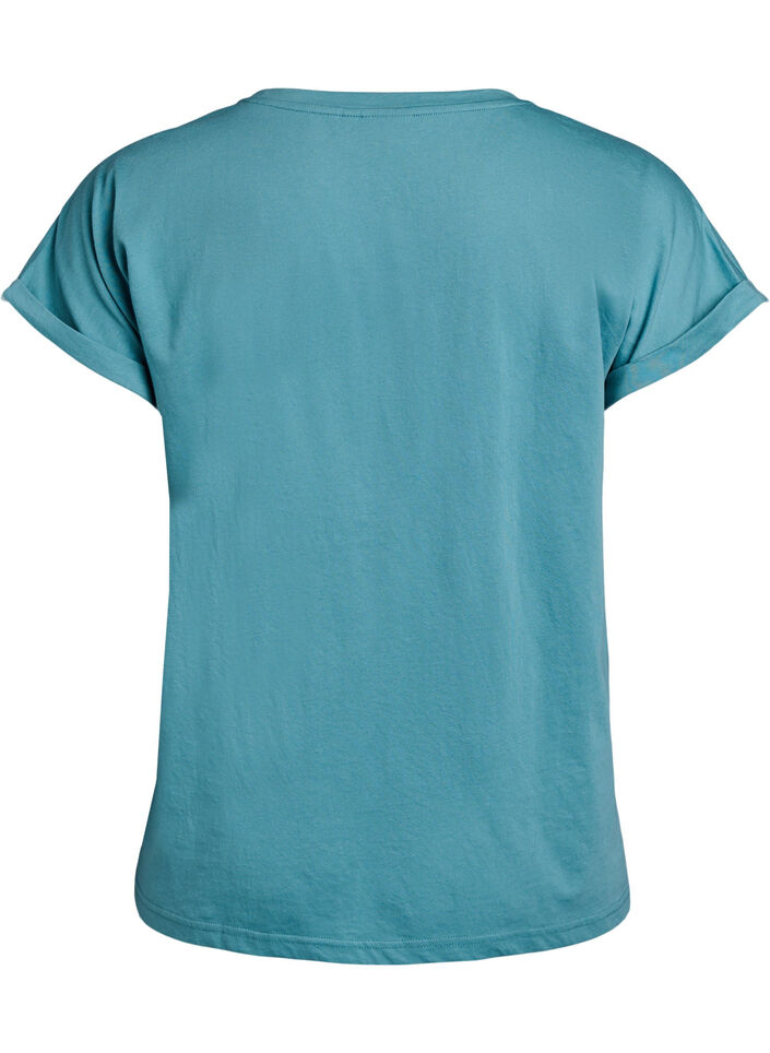 Kort&aelig;rmet t-shirt i bomuldsblanding, Bl&aring;, Packshot image number 1