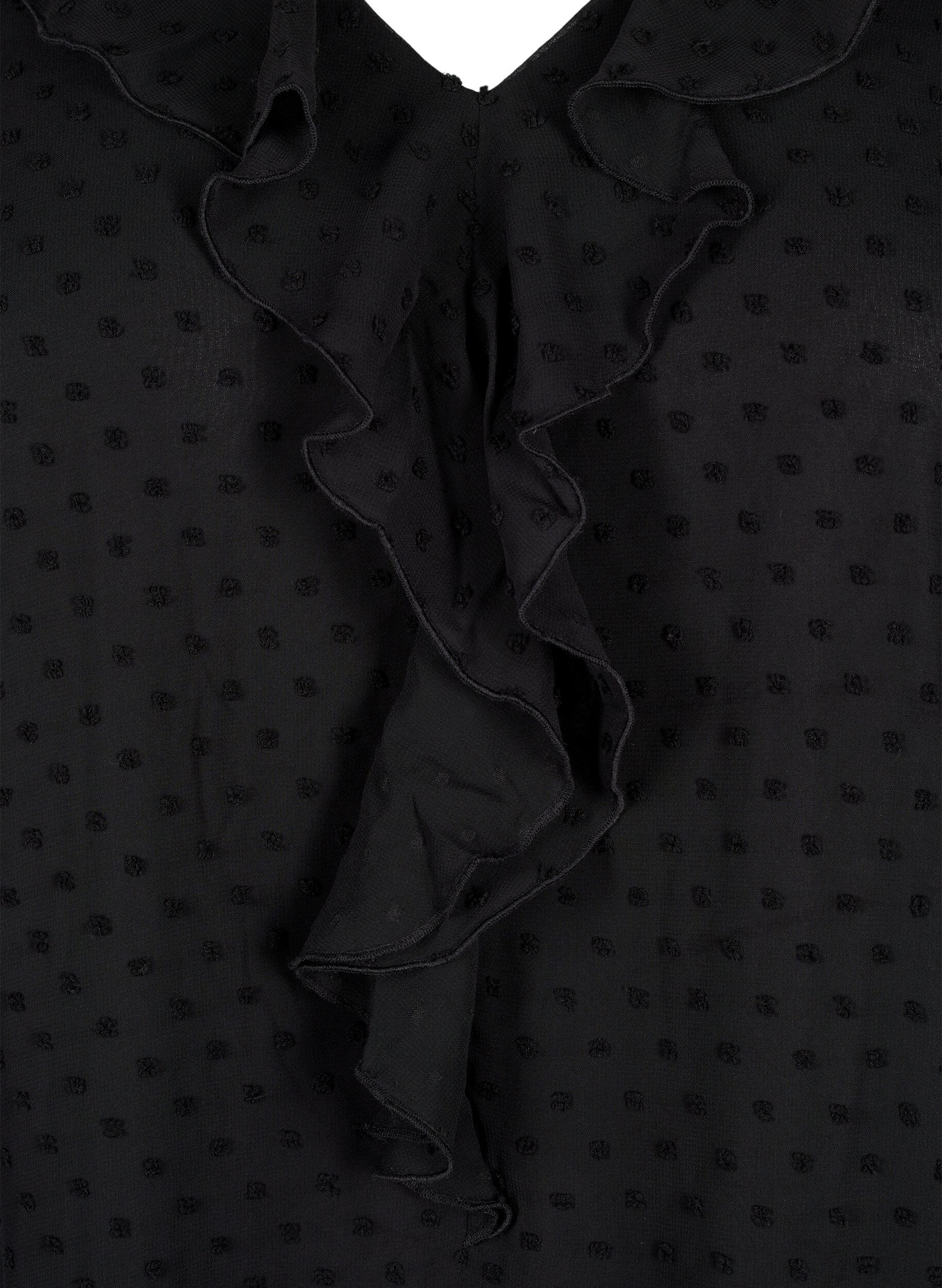 Zizzi Tunika med fl&aelig;ser og prikket tekstur, Black, Packshot image number 2