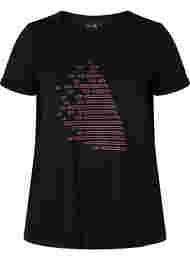 Trænings t-shirt med print, Black Diva Pink