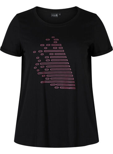 Trænings t-shirt med print, Black Diva Pink, Packshot image number 0