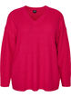 Lang ribstrikket bluse med V-hals, Lyser&oslash;d, Packshot image number 0