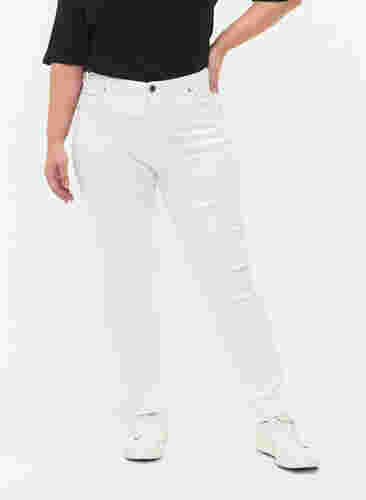 Slim fit Emily jeans med normal talje, White, Model image number 2