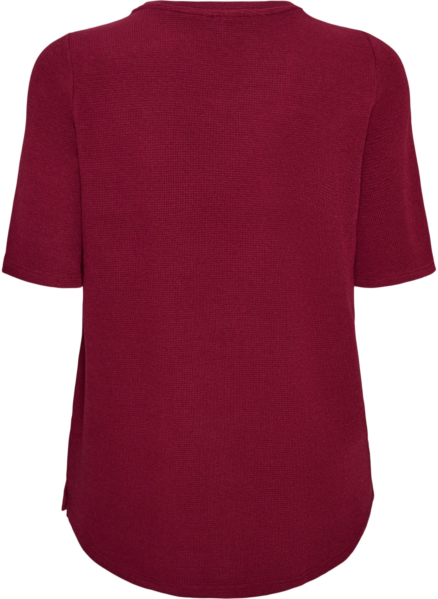 ZizziBluse med struktur og albuelange &aelig;rmer, R&oslash;d, Packshot image number 1