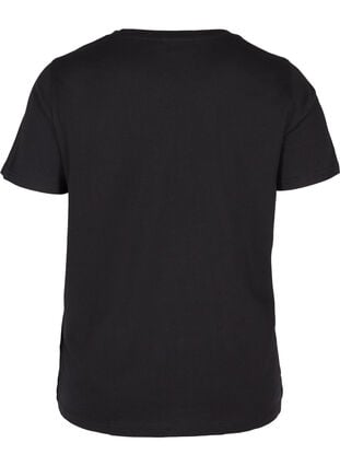 Bomulds t-shirt med tryk, Black, Packshot image number 1