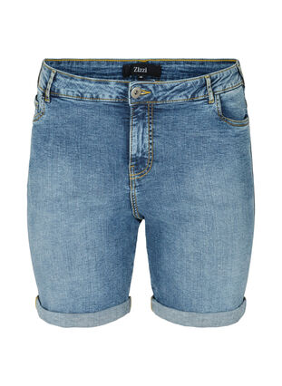 Denim shorts i bomuld, Mid Blue Stone Wash, Packshot image number 0