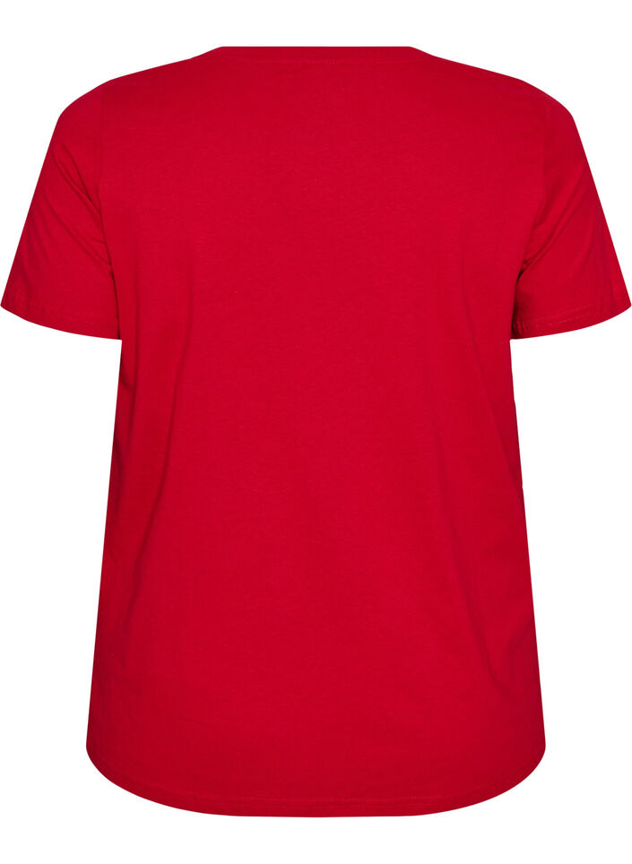 Jule t-shirt i &oslash;kologisk bomuld, R&oslash;d, Packshot image number 1