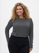 Lang&aelig;rmet bluse med striber, Sort, Model image number 0