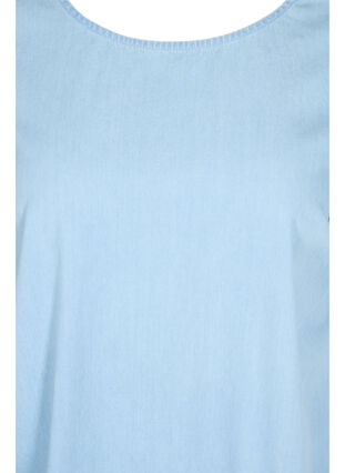 Kortærmet denimkjole i bomuld, Light blue denim, Packshot image number 2