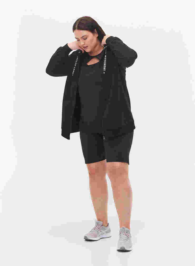 Trænings sweat med lynlås og hætte, Black, Model image number 2