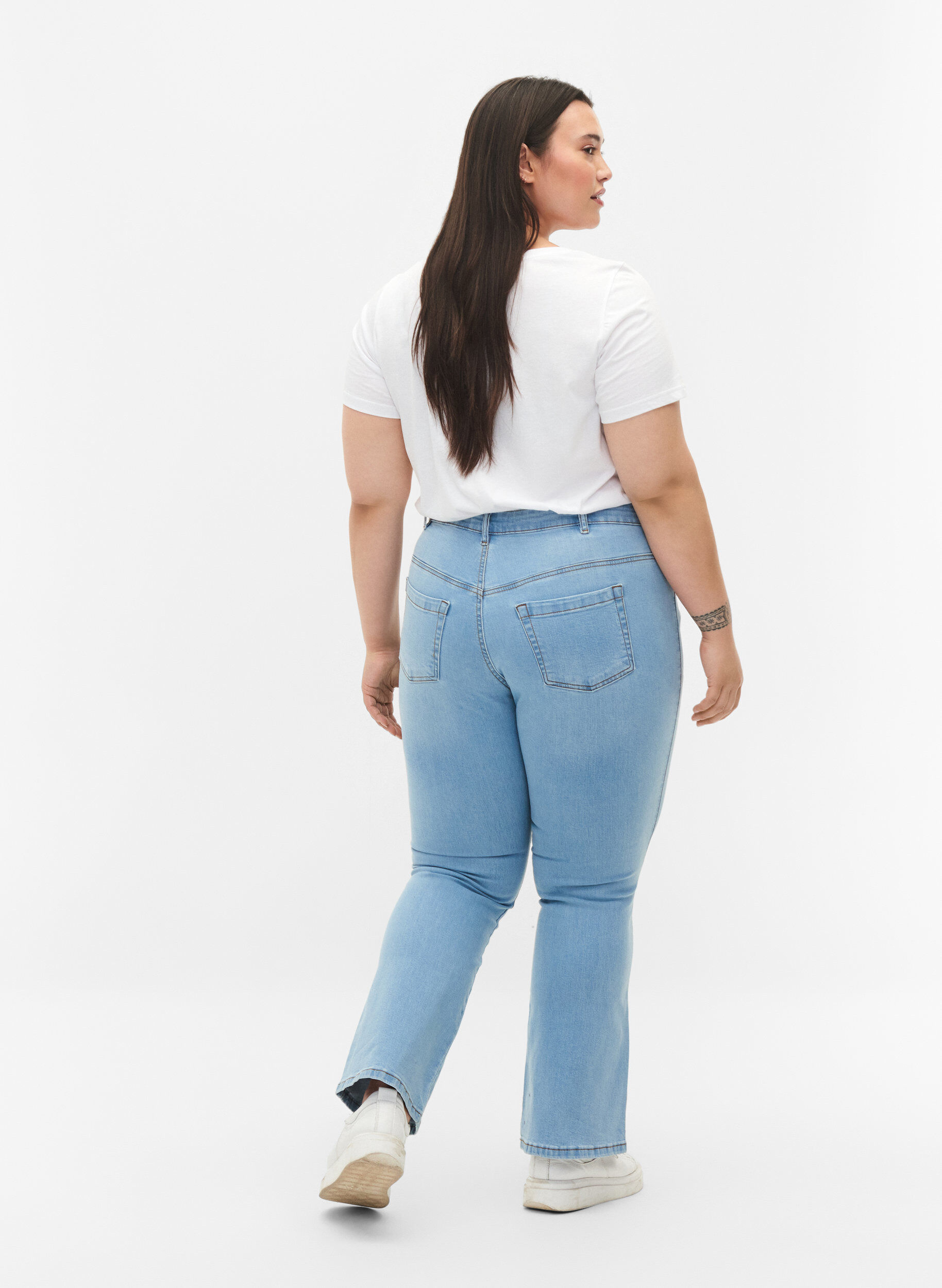 Zizzi Ellen bootcut jeans med h&oslash;j talje, Bl&aring;, Model image number 1