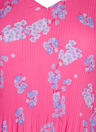 Blomstret bluse i plissé, Beetroot Purple AOP, Packshot image number 2