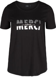 Økologisk bomulds t-shirt med tryk, Black Merci