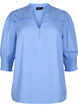 Viskosebluse med smock og flæsedetalje, Cornflower Blue, Packshot image number 0