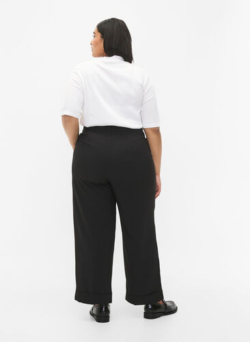 Højtaljede bukser med opsmøg, Black, Model image number 1
