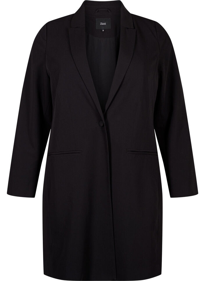 Klassisk lang blazer, Black, Packshot image number 0